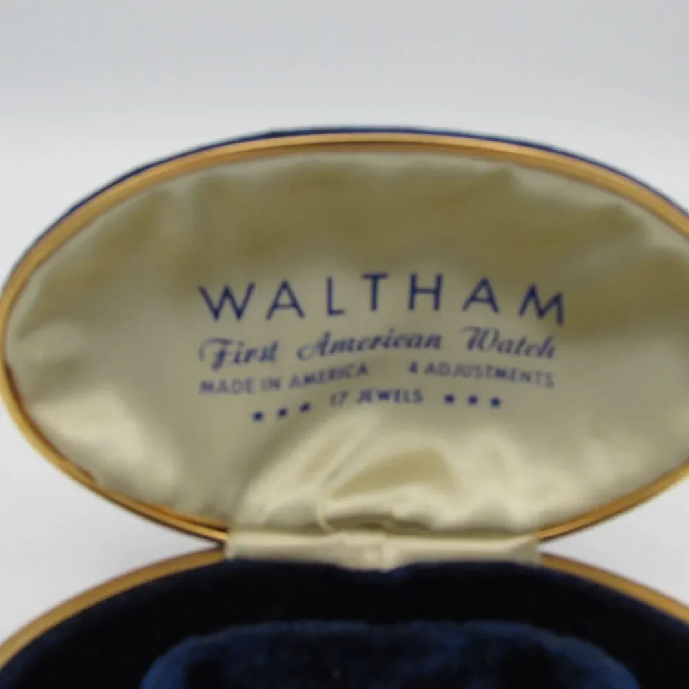 Waltham Blue Velvet Watch Box Presentation Case First American Watch Art Deco